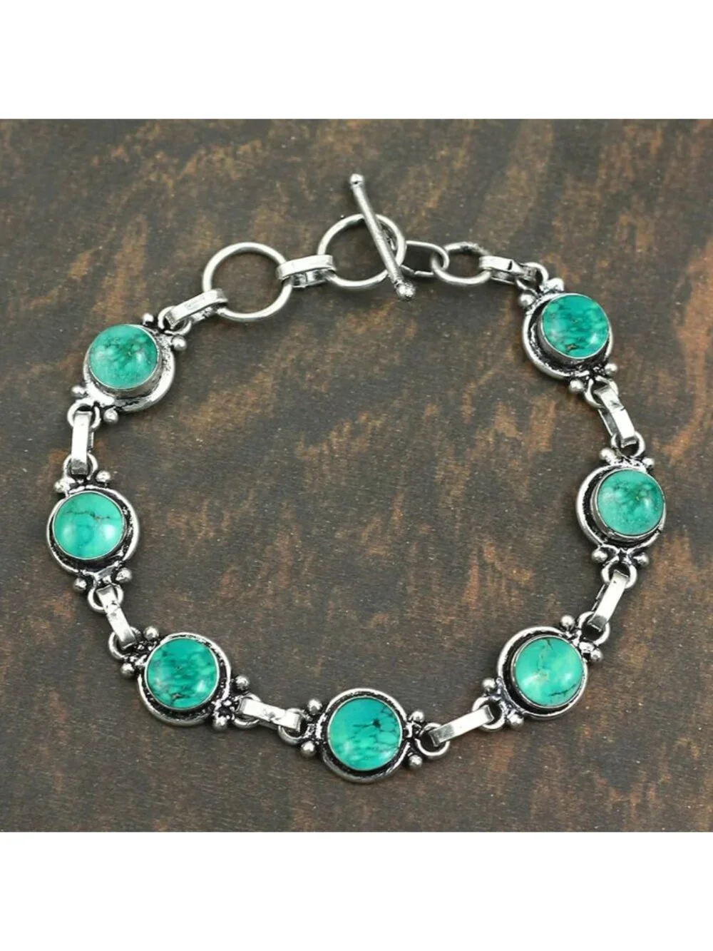 Vintage Bohemian Gemstone Bracelet - Handmade Silver Plated Adjustable Jewelry